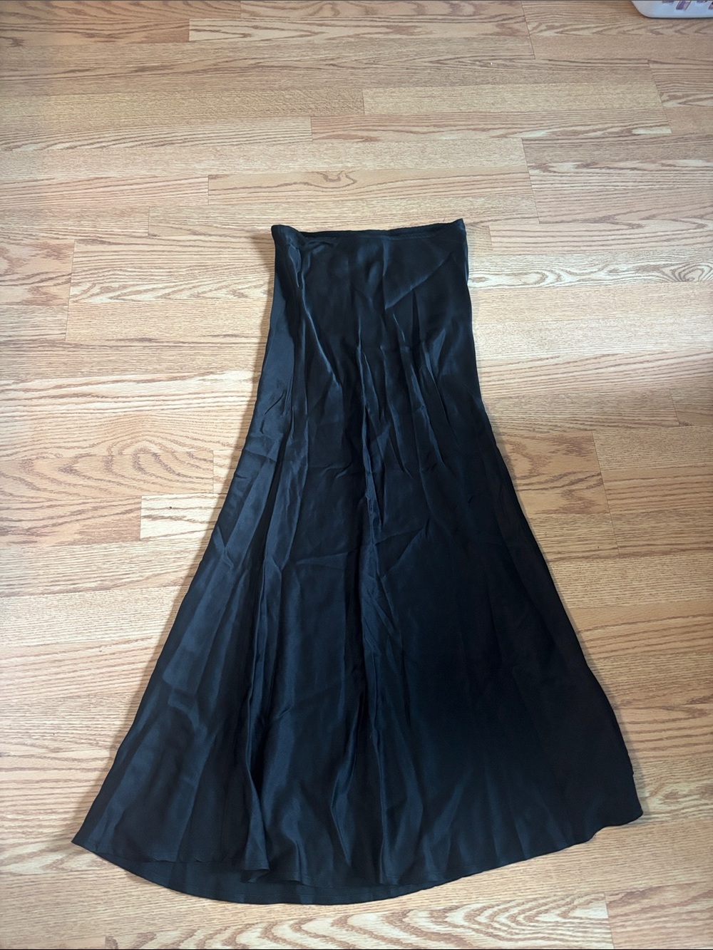 wild fable Black Bias-Cut Satin Skirt